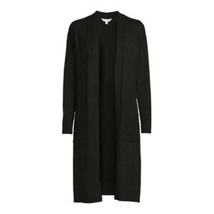 Time and Tru Long Open Front Duster Cardigan Black XS. NWOT